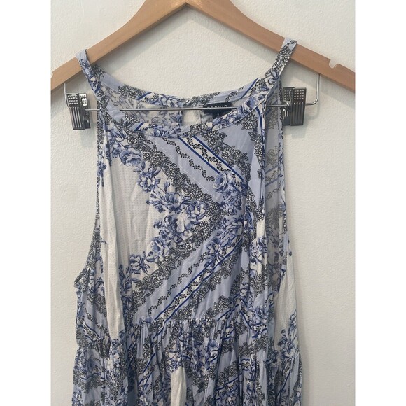 Torrid Challis High Neck Sun Dress Blue White Floral Midi Fit & Flare Picnic 2X - Picture 3 of 7
